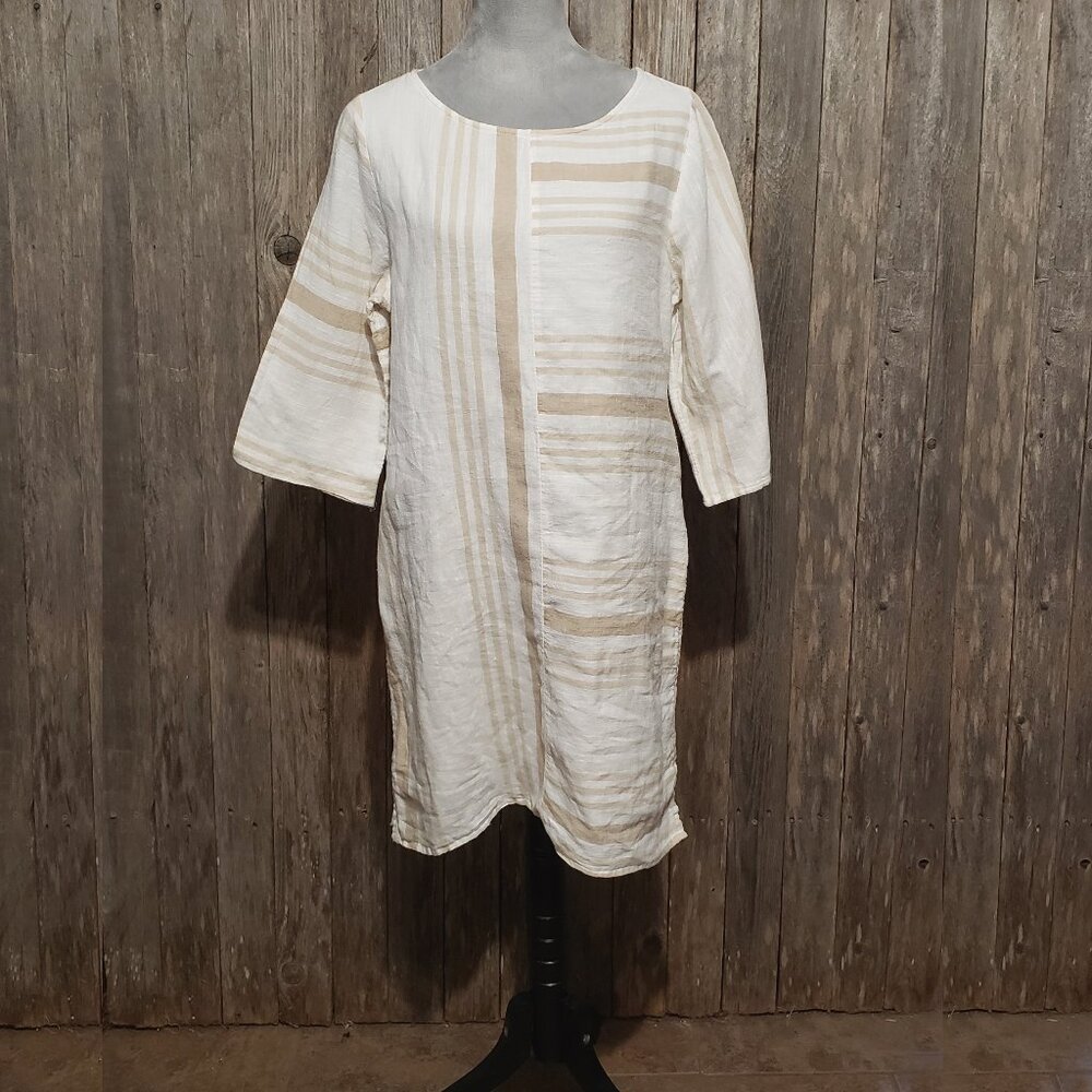 Soft Surroundings M Dress Calypso Breeze Linen Pockets Shift Minimalist Coastal - Picture 2 of 6